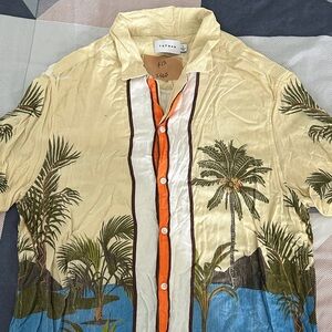 Topman Beige and Orange Tropical Print Shirt